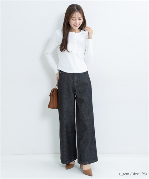 Petitjo(プッチージョ)の「小さいサイズ サイドVラインジャストウエストパンツ 低身長さん・小柄女性(その他パンツ・レディース・ブラック/ブルー・67/64/61/58)」の14枚目の写真