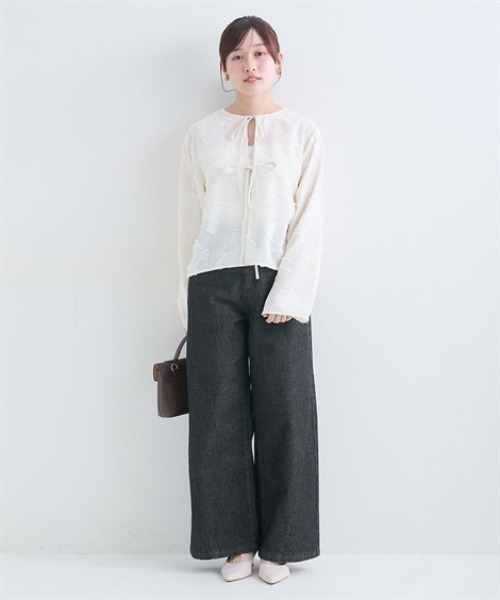 Petitjo（プッチージョ）の「小さいサイズ　サイドVラインジャストウエストパンツ　低身長さん・小柄女性（その他パンツ・レディース・ブラック/ブルー・67/64/61/58）」の10枚目の写真