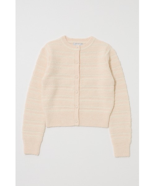 MOUSSY(マウジー)の「【26年SS新作】SHADOW STRIPE KNIT カーディガン(カーディガン/ボレロ・レディース・ホワイト系その他/ブラック/ライトブルー/オフホワイト・FREE)」の2枚目の写真