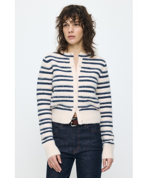MOUSSY(マウジー)の「【26年SS新作】SHADOW STRIPE KNIT カーディガン(カーディガン/ボレロ・レディース・ホワイト系その他/ブラック/ライトブルー/オフホワイト・FREE)」の12枚目の写真