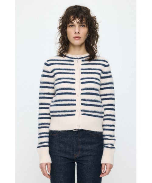 MOUSSY(マウジー)の「【26年SS新作】SHADOW STRIPE KNIT カーディガン(カーディガン/ボレロ・レディース・ホワイト系その他/ブラック/ライトブルー/オフホワイト・FREE)」の13枚目の写真