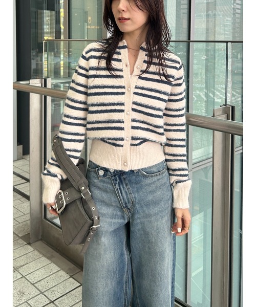 セール】【26年SS新作】SHADOW STRIPE KNIT カーディガン