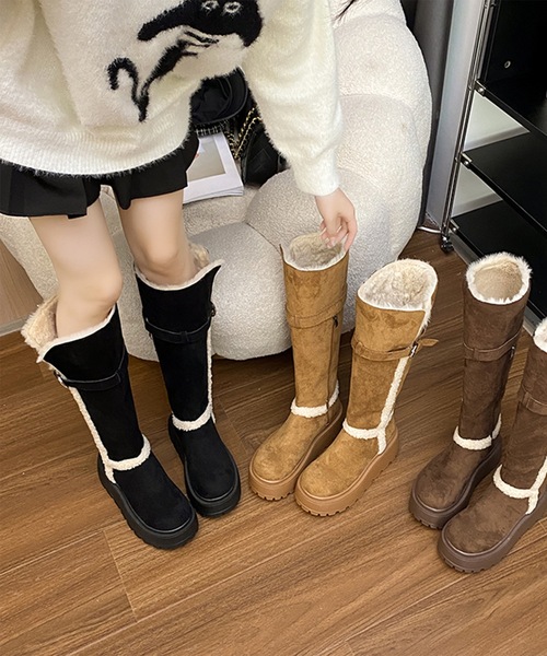 Lace Ladies(レースレディース)の「2WAY ボア デザイン 厚底 ロング ブーツ(ブーツ・レディース・ブラック/ブラウン/ベージュ・22.5cm/23cm/23.5cm/24cm/24.5cm)」の19枚目の写真