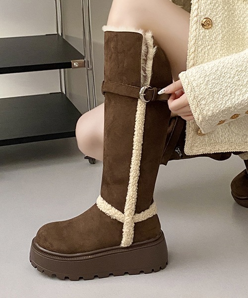 Lace Ladies(レースレディース)の「2WAY ボア デザイン 厚底 ロング ブーツ(ブーツ・レディース・ブラック/ブラウン/ベージュ・22.5cm/23cm/23.5cm/24cm/24.5cm)」の9枚目の写真