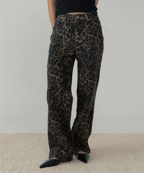 LEOPARD WIDE PANTS(BROWN)