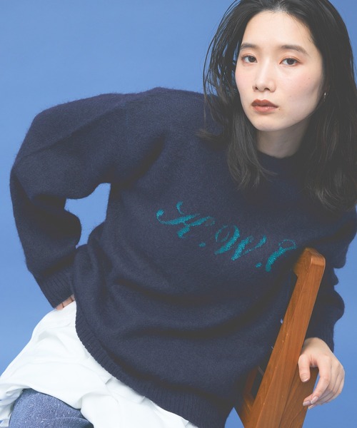 Kappa（カッパ）の「≪Kappa×and ST ウェルネスクラブ≫シャギーニット (ユニセックス)（ニット/セーター・レディース・ネイビー/ホワイト/ピンク/ライトブルー・SMALL/MEDIUM/LARGE）」の3枚目の写真