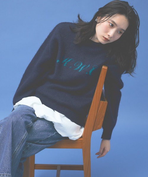 Kappa（カッパ）の「≪Kappa×and ST ウェルネスクラブ≫シャギーニット (ユニセックス)（ニット/セーター・レディース・ネイビー/ホワイト/ピンク/ライトブルー・SMALL/MEDIUM/LARGE）」の8枚目の写真