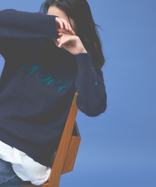 Kappa（カッパ）の「≪Kappa×and ST ウェルネスクラブ≫シャギーニット (ユニセックス)（ニット/セーター・レディース・ネイビー/ホワイト/ピンク/ライトブルー・SMALL/MEDIUM/LARGE）」の9枚目の写真