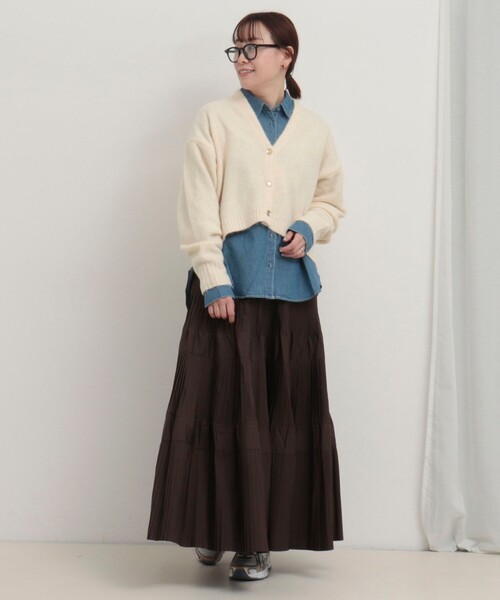 fredy couleur（フレディクルール）の「FOXタッチVネックカーディガン（ニット/セーター・レディース・チャコールグレー/アイボリー/ピンク・38）」の12枚目の写真