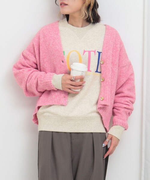 fredy couleur（フレディクルール）の「FOXタッチVネックカーディガン（ニット/セーター・レディース・チャコールグレー/アイボリー/ピンク・38）」の15枚目の写真