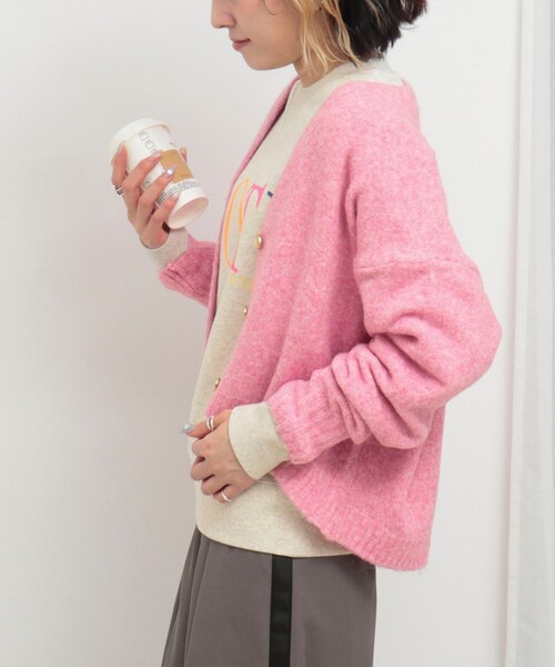 fredy couleur（フレディクルール）の「FOXタッチVネックカーディガン（ニット/セーター・レディース・チャコールグレー/アイボリー/ピンク・38）」の21枚目の写真