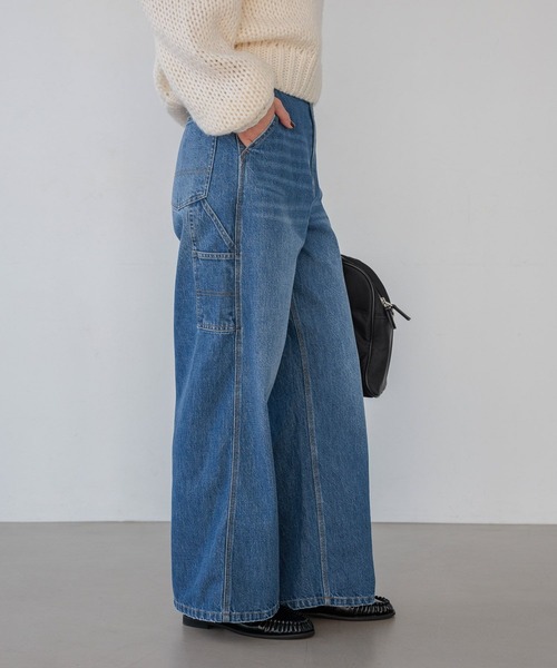 BAYFLOW（ベイフロー）の「※ペインターワイドデニム（デニムパンツ・レディース・ブルー/ライトブルー・X-SMALL/SMALL/MEDIUM/LARGE）」の2枚目の写真