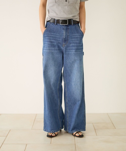 BAYFLOW（ベイフロー）の「ペインターワイドデニム（デニムパンツ・レディース・ブルー/ライトブルー・X-SMALL/SMALL/MEDIUM/LARGE）」の3枚目の写真