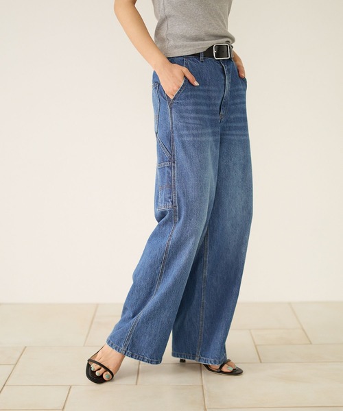 BAYFLOW（ベイフロー）の「ペインターワイドデニム（デニムパンツ・レディース・ブルー/ライトブルー・X-SMALL/SMALL/MEDIUM/LARGE）」の4枚目の写真