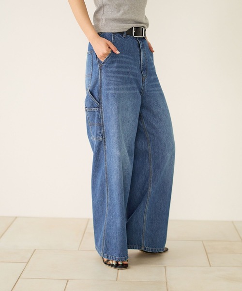 BAYFLOW（ベイフロー）の「ペインターワイドデニム（デニムパンツ・レディース・ブルー/ライトブルー・X-SMALL/SMALL/MEDIUM/LARGE）」の5枚目の写真