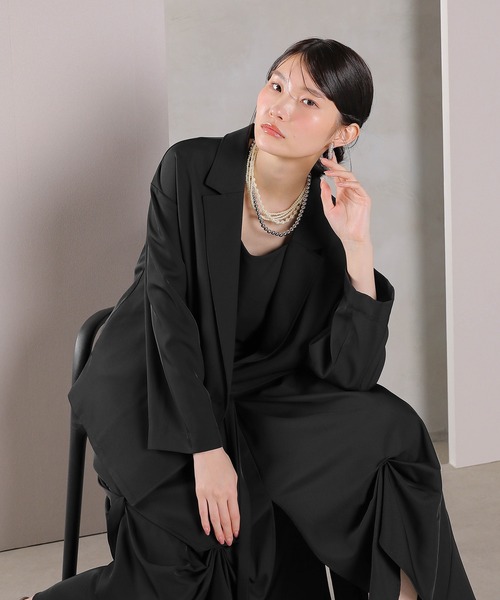 Kana（カナ）の「リボンデザインスカート ダブルジャケット 3点セット パーティー ドレス 結婚式 お呼ばれ オケージョン（ドレス・レディース・イエロー/ブラック/チャコールグレー・M）」の18枚目の写真