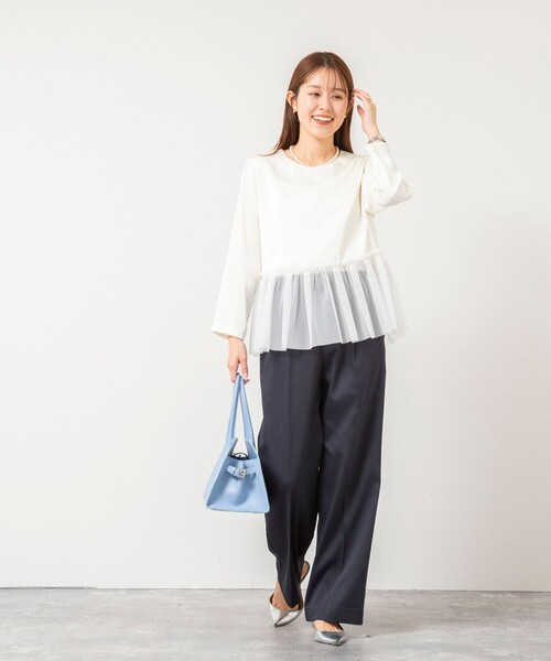 NOLLEY’S(ノーリーズ)の「ウォッシャブルオトナサテンペプラムブラウス(シャツ/ブラウス・レディース・ブラック/ネイビー/オフホワイト・38)」の9枚目の写真