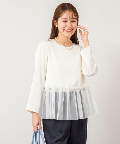 NOLLEY’S(ノーリーズ)の「ウォッシャブルオトナサテンペプラムブラウス(シャツ/ブラウス・レディース・ブラック/ネイビー/オフホワイト・38)」の15枚目の写真