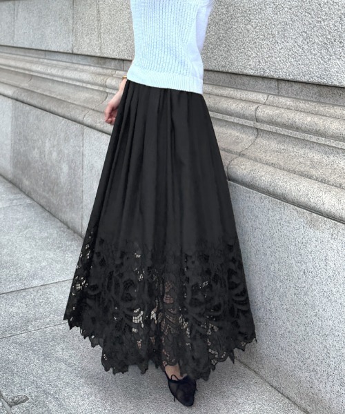 JENNE(ジェンヌ)の「エアリーサマーレーススカート(スカート・レディース・ホワイト/ブラック・SMALL/MEDIUM/LARGE)」の4枚目の写真