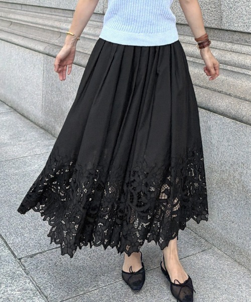 JENNE(ジェンヌ)の「エアリーサマーレーススカート(スカート・レディース・ホワイト/ブラック・SMALL/MEDIUM/LARGE)」の6枚目の写真