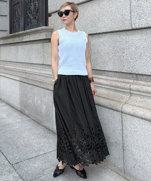 JENNE(ジェンヌ)の「エアリーサマーレーススカート(スカート・レディース・ホワイト/ブラック・SMALL/MEDIUM/LARGE)」の8枚目の写真