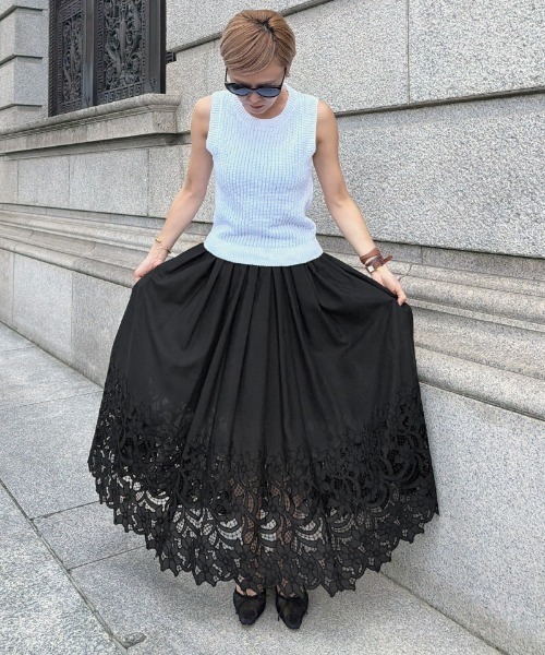 JENNE(ジェンヌ)の「エアリーサマーレーススカート(スカート・レディース・ホワイト/ブラック・SMALL/MEDIUM/LARGE)」の9枚目の写真