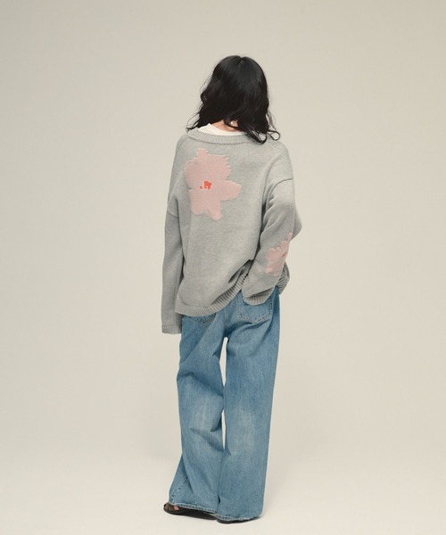 eL(エル)の「【eL】5G Flower Jacquard Pullover/641230(ニット/セーター・レディース・グレー系/ネイビー系・FREE)」の14枚目の写真