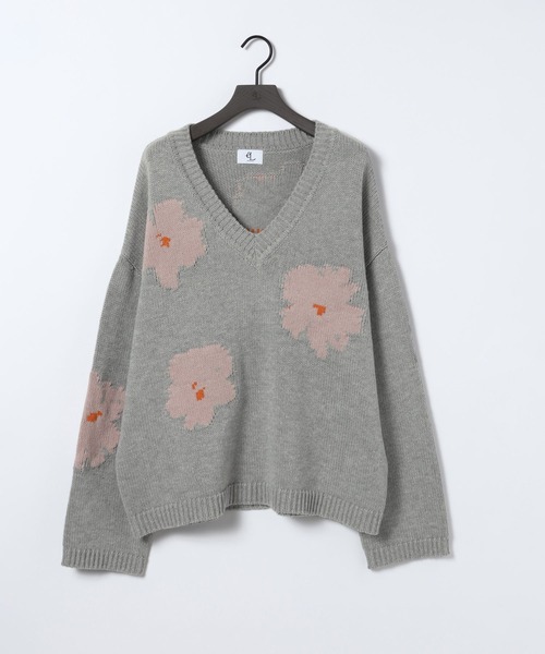 eL(エル)の「【eL】5G Flower Jacquard Pullover/641230(ニット/セーター・レディース・グレー系/ネイビー系・FREE)」の17枚目の写真