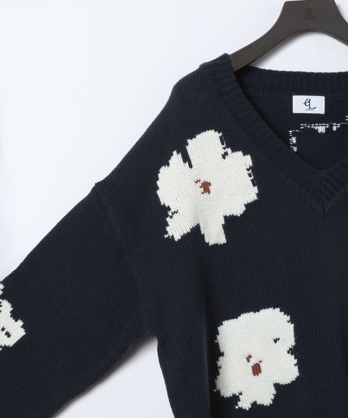eL(エル)の「【eL】5G Flower Jacquard Pullover/641230(ニット/セーター・レディース・グレー系/ネイビー系・FREE)」の21枚目の写真