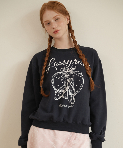 LOSSYROW(ロッシロー)の「Heart flats sweatshirt Navy(スウェット・レディース・ネイビー・FREE)」の1枚目の写真