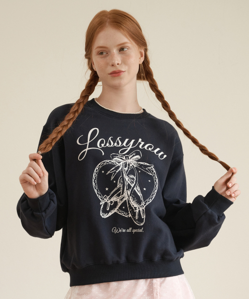 LOSSYROW(ロッシロー)の「Heart flats sweatshirt Navy(スウェット・レディース・ネイビー・FREE)」の2枚目の写真