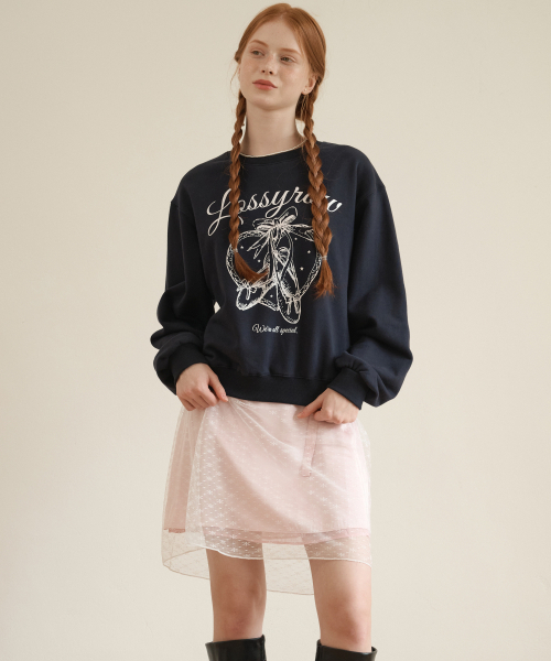 LOSSYROW(ロッシロー)の「Heart flats sweatshirt Navy(スウェット・レディース・ネイビー・FREE)」の4枚目の写真
