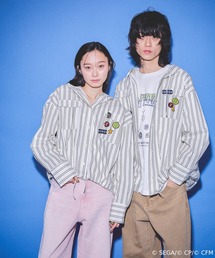 JEANASIS | 【 プロジェクトセカイ×ZOZOTOWN】Leo/need ストライプフードシャツ(ワッペン付き)/639876(シャツ/ブラウス)