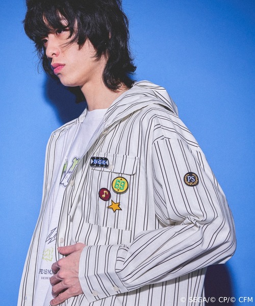 JEANASIS（ジーナシス）の「【 プロジェクトセカイ×ZOZOTOWN】Leo/need ストライプフードシャツ(ワッペン付き)/639876（シャツ/ブラウス・レディース・ホワイト系その他/ブラック系その他・MEDIUM/LARGE）」の3枚目の写真