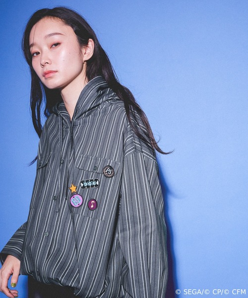 JEANASIS（ジーナシス）の「【 プロジェクトセカイ×ZOZOTOWN】Leo/need ストライプフードシャツ(ワッペン付き)/639876（シャツ/ブラウス・レディース・ホワイト系その他/ブラック系その他・MEDIUM/LARGE）」の12枚目の写真