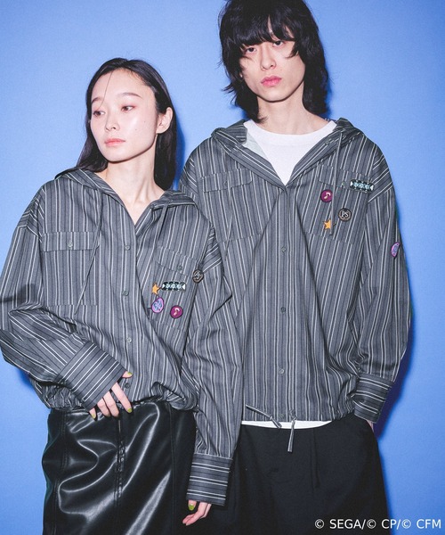 JEANASIS（ジーナシス）の「【 プロジェクトセカイ×ZOZOTOWN】Leo/need ストライプフードシャツ(ワッペン付き)/639876（シャツ/ブラウス・レディース・ホワイト系その他/ブラック系その他・MEDIUM/LARGE）」の7枚目の写真