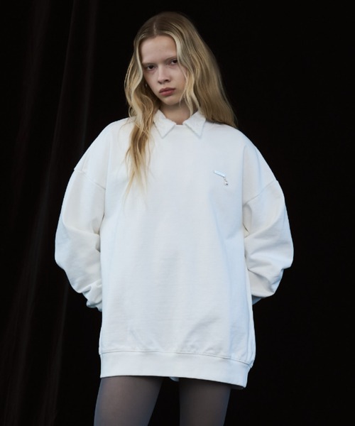 JOSE MOON（ジョゼムーン）の「PEARL CHAIN SWEAT/パールチェーンスウェット（スウェット・レディース・ブラック/チャコールグレー/グレー/ホワイト・FREE）」の2枚目の写真