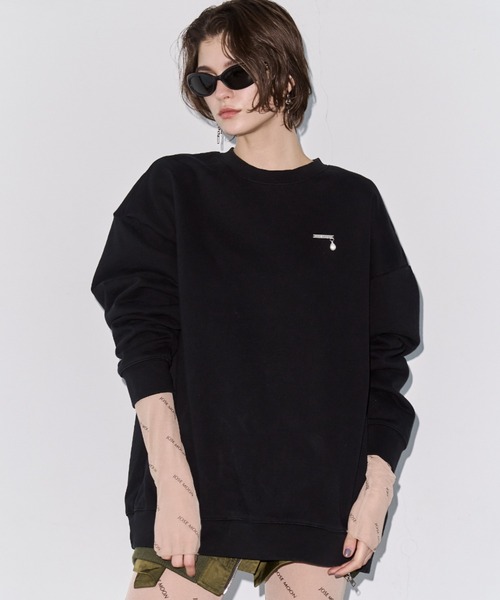 JOSE MOON（ジョゼムーン）の「PEARL CHAIN SWEAT/パールチェーンスウェット（スウェット・レディース・ブラック/チャコールグレー/グレー/ホワイト・FREE）」の3枚目の写真