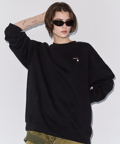 JOSE MOON（ジョゼムーン）の「PEARL CHAIN SWEAT/パールチェーンスウェット（スウェット・レディース・ブラック/チャコールグレー/グレー/ホワイト・FREE）」の7枚目の写真