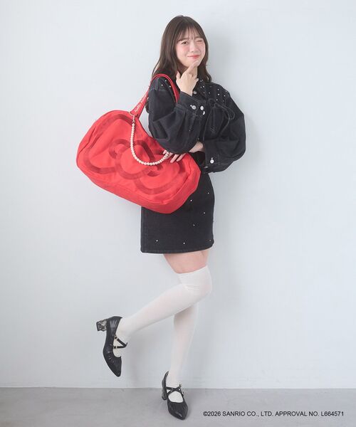MAJESTIC LEGON（マジェスティックレゴン）の「ハローキティ リボンキャンバストート（トートバッグ・レディース・レッド/ブラック・FREE）」の3枚目の写真