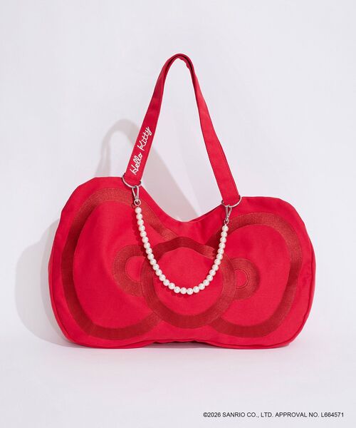 MAJESTIC LEGON（マジェスティックレゴン）の「ハローキティ リボンキャンバストート（トートバッグ・レディース・レッド/ブラック・FREE）」の7枚目の写真