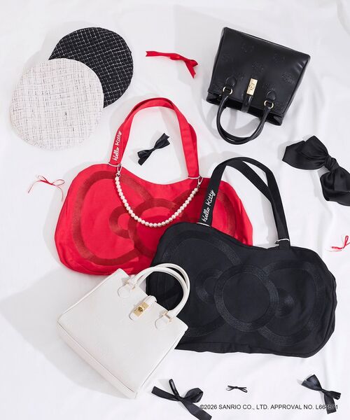 MAJESTIC LEGON（マジェスティックレゴン）の「ハローキティ リボンキャンバストート（トートバッグ・レディース・レッド/ブラック・FREE）」の15枚目の写真