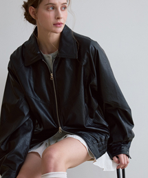 ODER（オディエール）の「カッティングラインレザーブルゾン-ブラック（ライダースジャケット）」