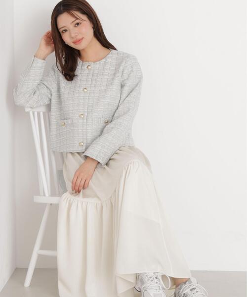PROPORTION BODY DRESSING(プロポーションボディドレッシング)の「ニュアンスサテンティアードスカート / 1216120202(スカート・レディース・イエロー/パープル/ホワイト系その他・MEDIUM/P/S)」の2枚目の写真