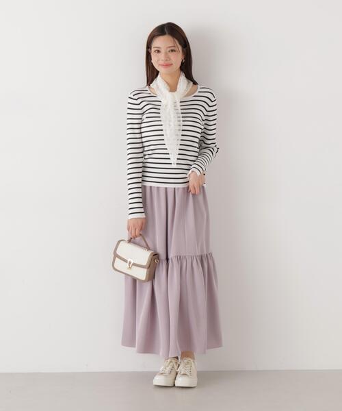 PROPORTION BODY DRESSING(プロポーションボディドレッシング)の「ニュアンスサテンティアードスカート / 1216120202(スカート・レディース・イエロー/パープル/ホワイト系その他・MEDIUM/P/S)」の3枚目の写真