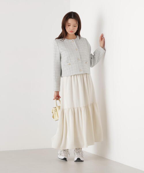 PROPORTION BODY DRESSING(プロポーションボディドレッシング)の「ニュアンスサテンティアードスカート / 1216120202(スカート・レディース・ホワイト系その他/イエロー/パープル・P/S/MEDIUM)」の7枚目の写真