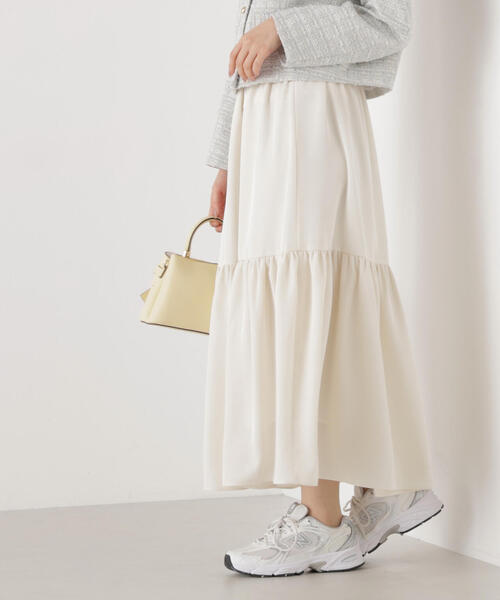 PROPORTION BODY DRESSING(プロポーションボディドレッシング)の「ニュアンスサテンティアードスカート / 1216120202(スカート・レディース・ホワイト系その他/イエロー/パープル・P/S/MEDIUM)」の8枚目の写真