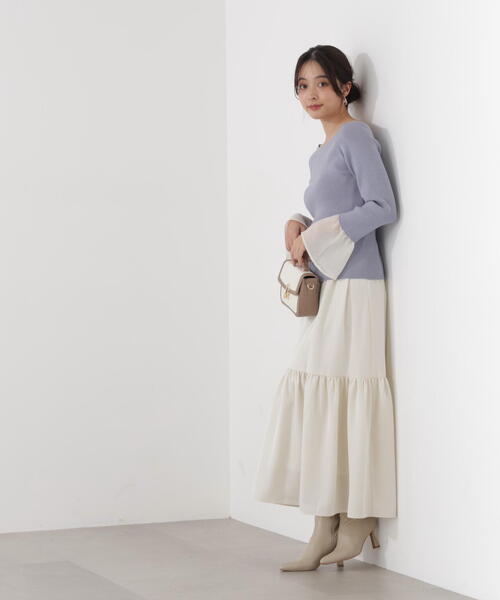 PROPORTION BODY DRESSING(プロポーションボディドレッシング)の「ニュアンスサテンティアードスカート / 1216120202(スカート・レディース・ホワイト系その他/イエロー/パープル・P/S/MEDIUM)」の12枚目の写真