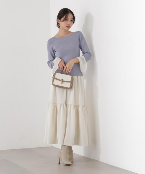 PROPORTION BODY DRESSING(プロポーションボディドレッシング)の「ニュアンスサテンティアードスカート / 1216120202(スカート・レディース・ホワイト系その他/イエロー/パープル・P/S/MEDIUM)」の13枚目の写真