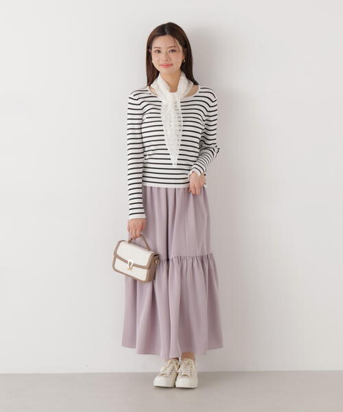 PROPORTION BODY DRESSING(プロポーションボディドレッシング)の「ニュアンスサテンティアードスカート / 1216120202(スカート・レディース・ホワイト系その他/イエロー/パープル・P/S/MEDIUM)」の2枚目の写真